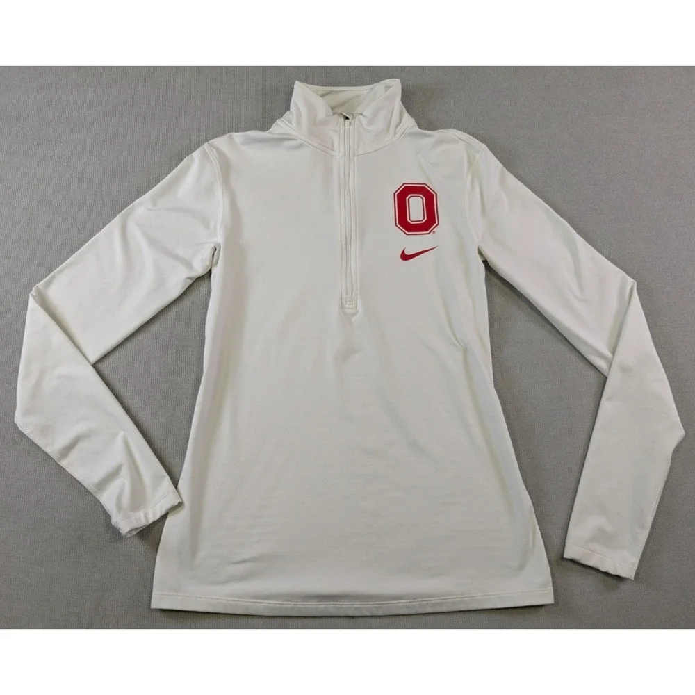 Ohio State Buckeyes Pullover Womens Large White Nike Dri-Fit Training Shirt OSU